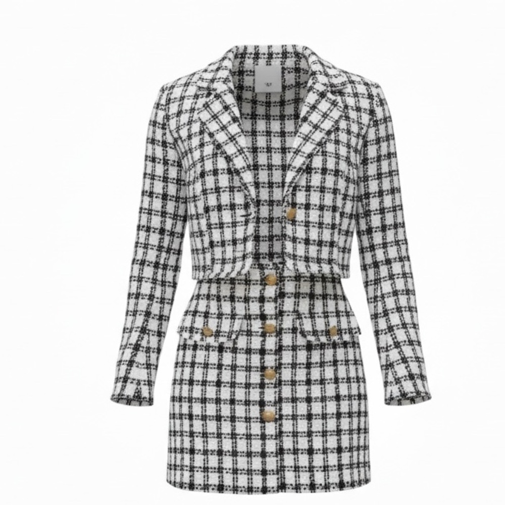 Fashion Nova Tweed 2 Piece Skirt Set Women's Size Medium